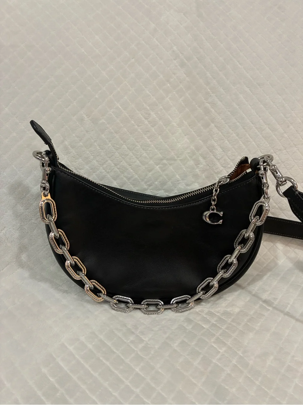 Coach Mira Black Leather Crescent Shoulder and Crossbody Bag - Picture 4 of 10